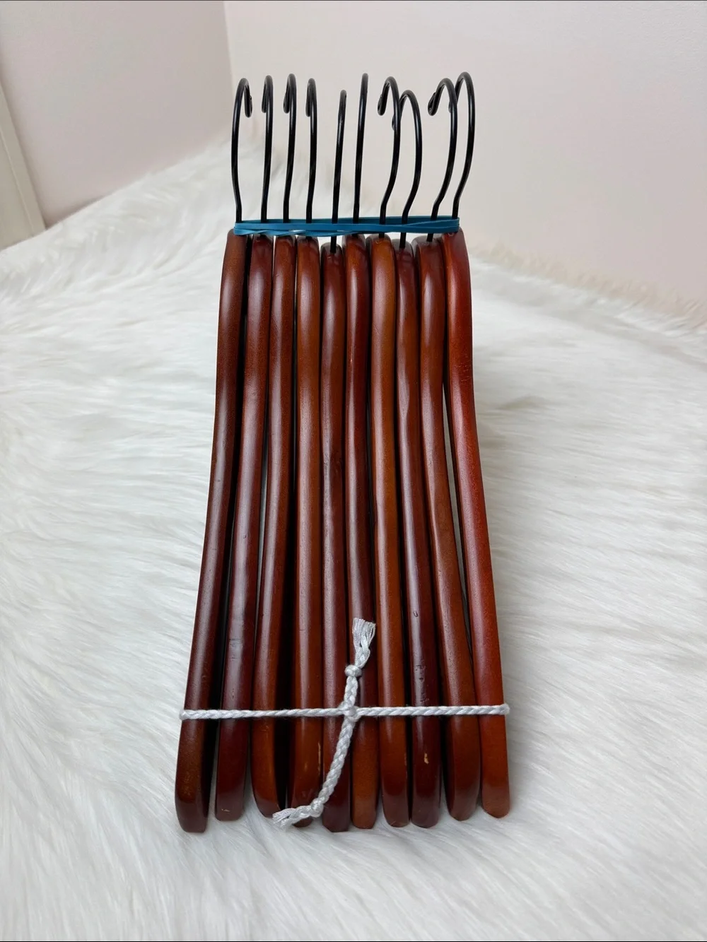 Brookstone Premium Wooden Hangers with Bar in Mahogany  - Set of 10
